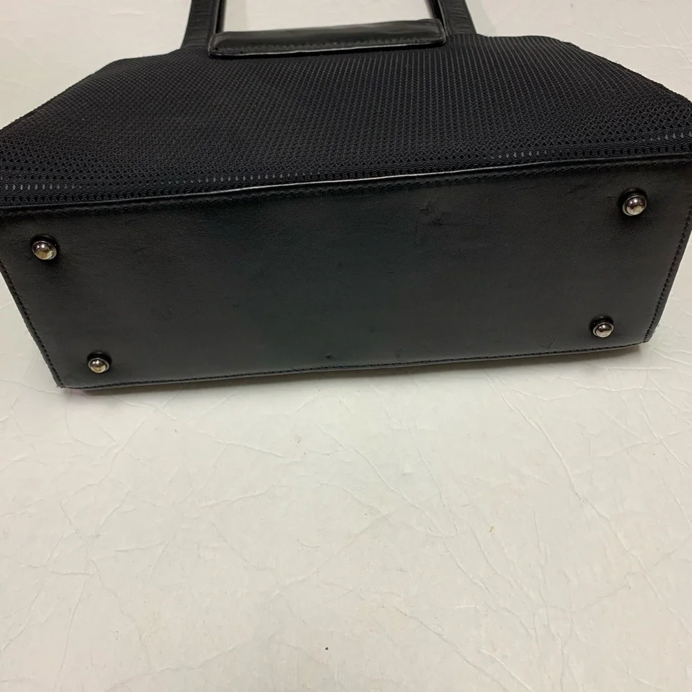Womens Donald Pliner Black Satchel Leather/fabric Bag